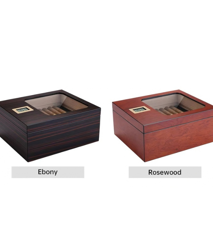 Cedar wood cigar humidor with glass lid, digital hygrometer and humidifier in Pakistan