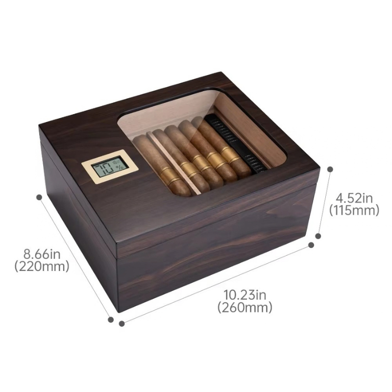 Cedar wood cigar humidor with glass lid, digital hygrometer and humidifier in Pakistan
