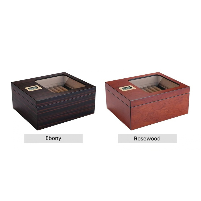 Cedar wood cigar humidor with glass lid, digital hygrometer and humidifier in Pakistan