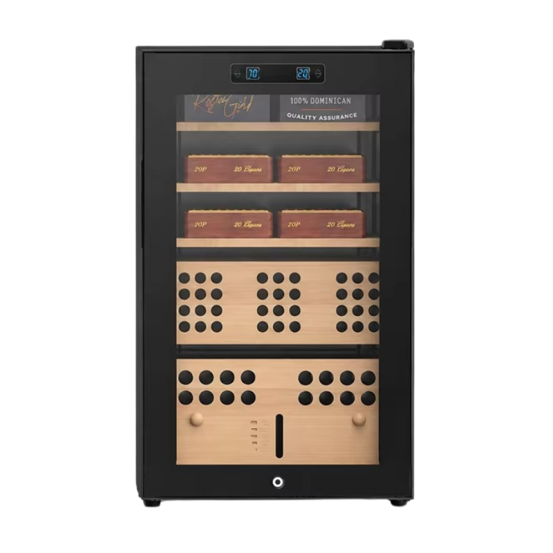 La Saintos Vault 70 70L electric cigar humidor with four Spanish cedar shelves