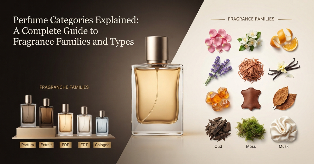 Perfume categories by concentration and fragrance family in Pakistan